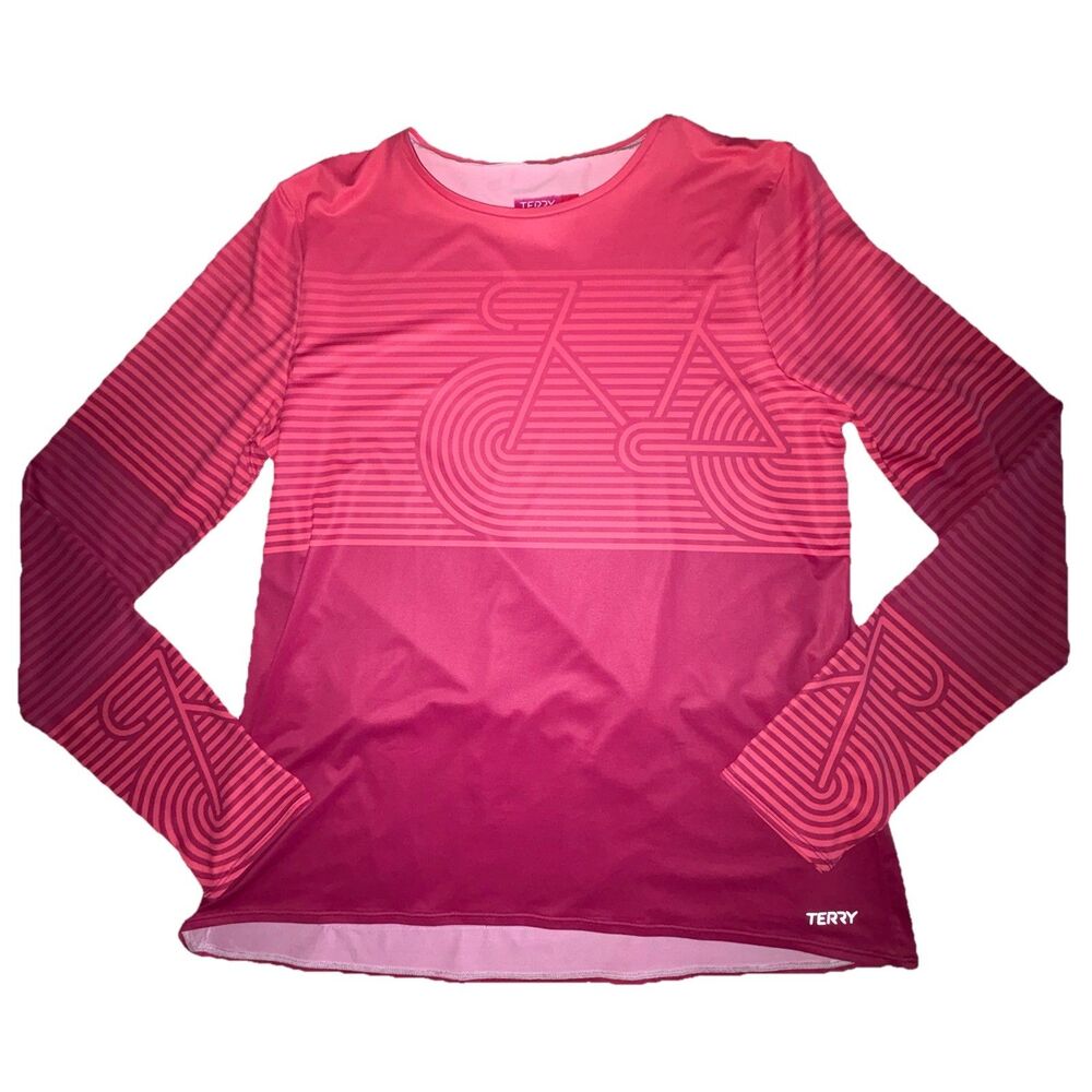 Terry Pink Cycling Bike Shirt Jersey Women's Size XL Long Sleeve Pockets